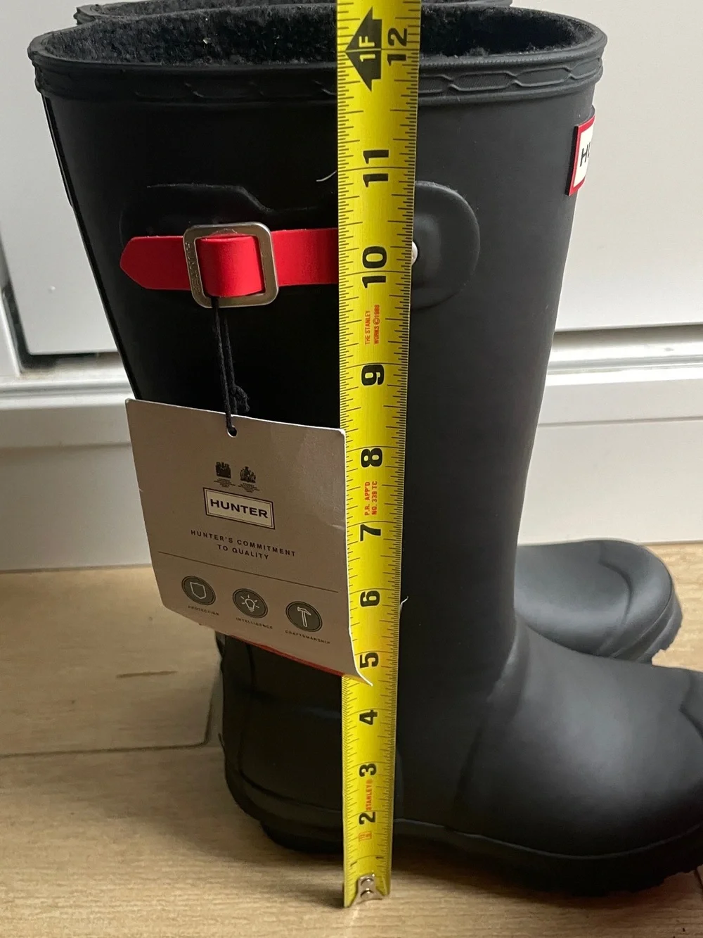 Kids Hunter Black Tall Rain Boots (roughly age 7-8 years old)